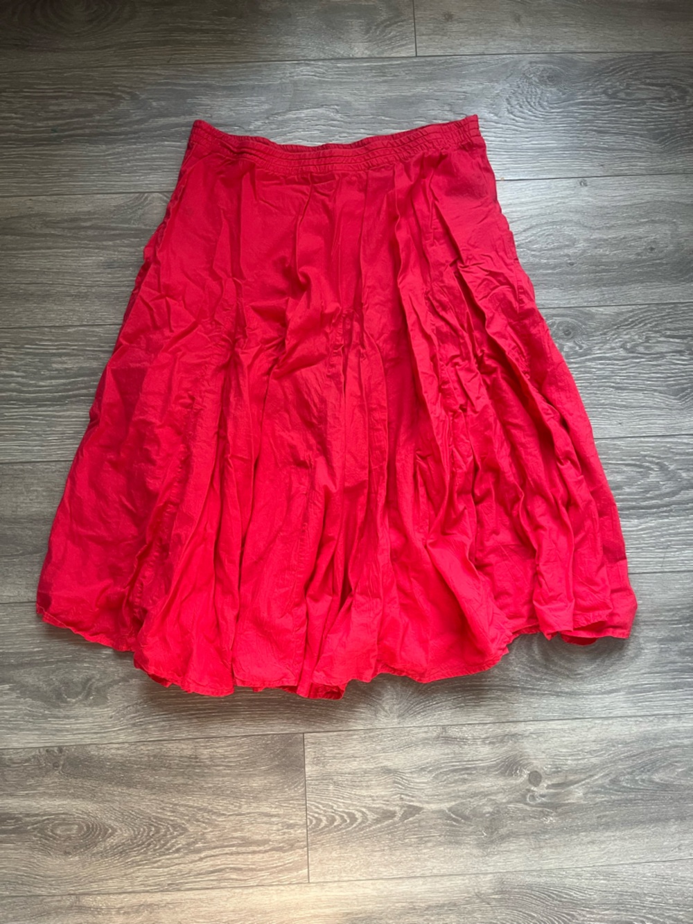 Tommy Hilfiger Red 100% Cotton Flowy Spring Summer Midi Pull On Skirt Size L